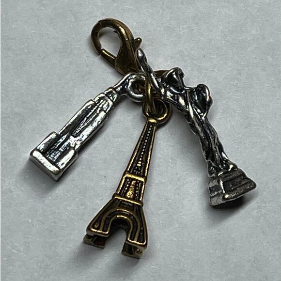 Memorial Travel Charm for bracelet/necklace. Statue of Liberty, Eiffel Tower - Picture 1 of 6